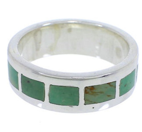 Southwestern Sterling Silver Turquoise Inlay Ring Size 8 UX37538