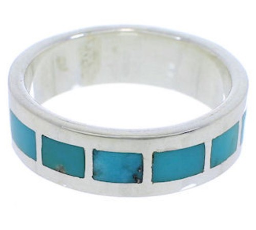 Sterling Silver Turquoise Inlay Ring Size 8-3/4 UX37709