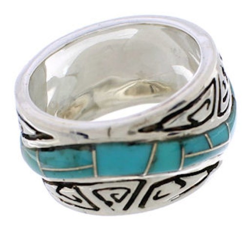 Turquoise Water Wave Sterling Silver Ring Size 6-1/4 EX40796