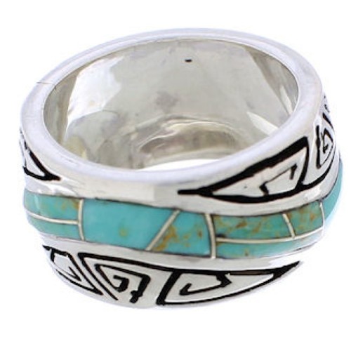 Sterling Silver Water Wave Jewelry Turquoise Ring Size 4-3/4 EX40834