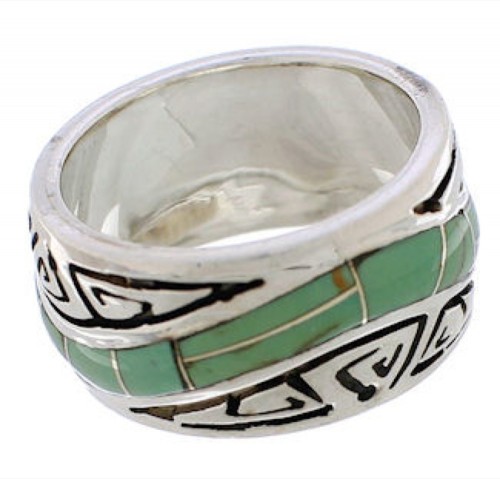 Southwest Turquoise Water Wave Ring Size 5-1/4 EX40846