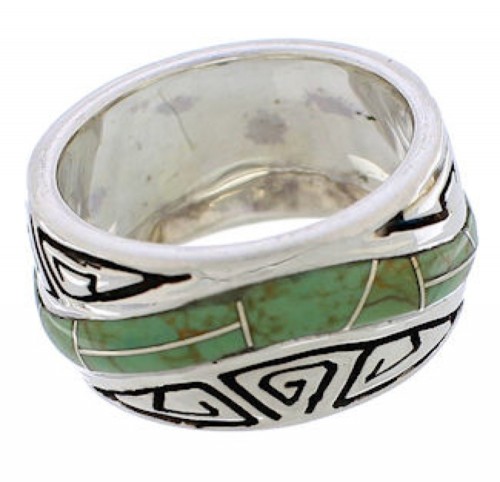 Turquoise Sterling Silver Water Wave Ring Size 4-3/4 EX40856