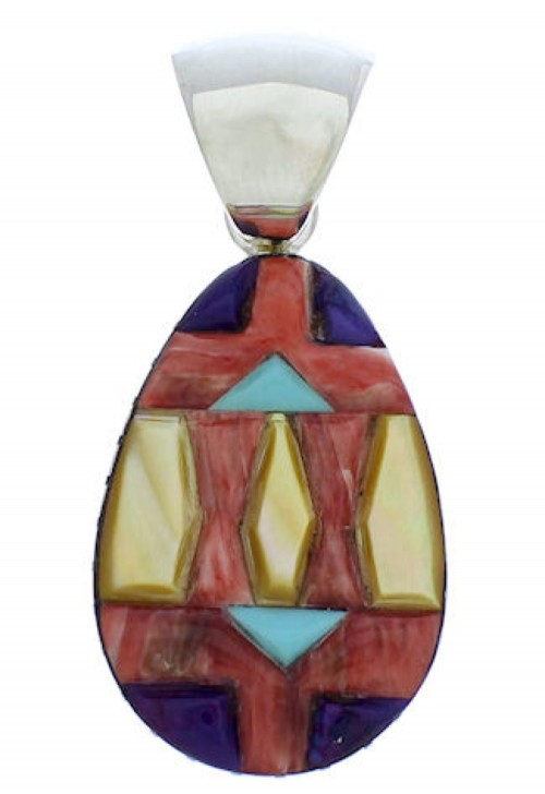 Multicolor Southwestern Sterling Silver Pendant MX22210