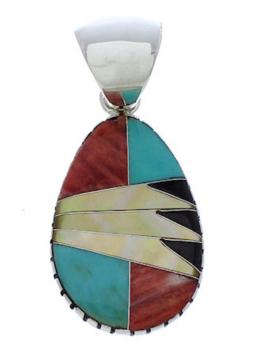 Silver Multicolor Inlay Pendant MX22223