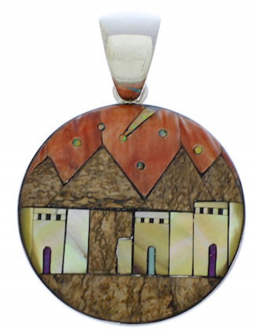 Native American Design Silver Multicolor Jewelry Pendant MX22252