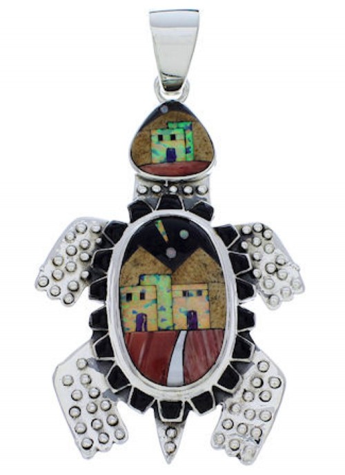 Turtle Native American or Pueblo Design Multicolor Pendant MX22274