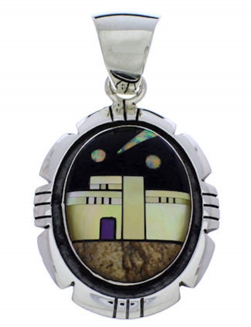 Silver Jewelry Native American Design Multicolor Pendant MX22276