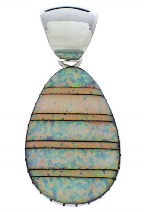 Genuine Sterling Silver Opal Inlay Pendant MX22277