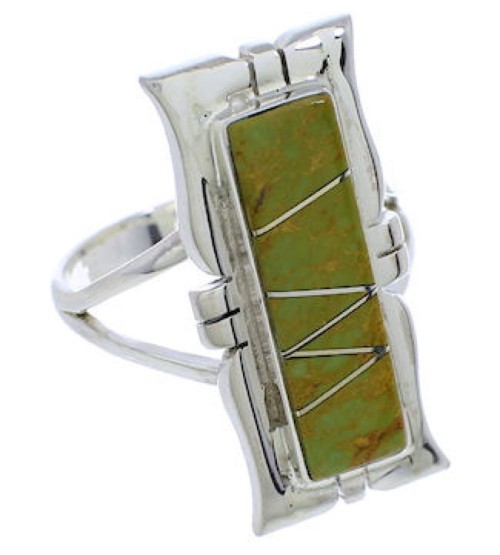 Turquoise Inlay Jewelry Sterling Silver Ring Size 8-1/4 MX23545