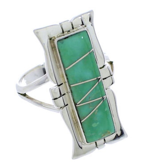 Sterling Silver Turquoise Inlay Southwestern Ring Size 7-1/2 MX23572
