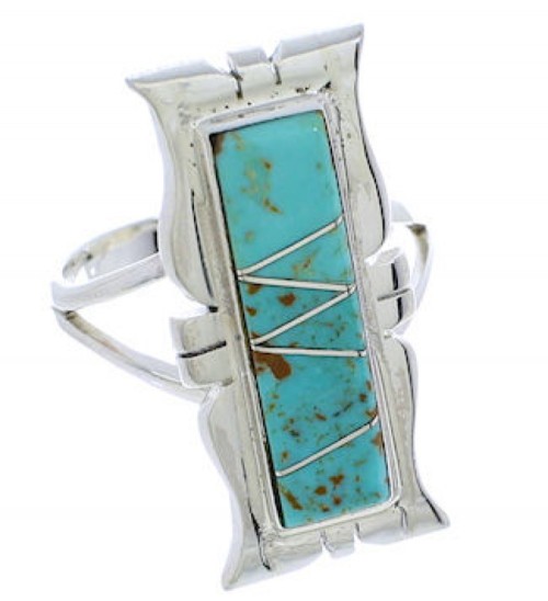 Sterling Silver Turquoise Southwestern Jewelry Ring Size 7-3/4 MX23577