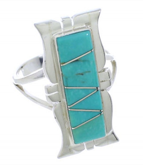 Sterling Silver Jewelry Turquoise Southwestern Ring Size 8-1/4 MX23589