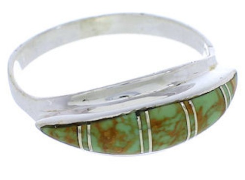 Silver Jewelry Turquoise Inlay Ring Size 7-3/4 MX22400