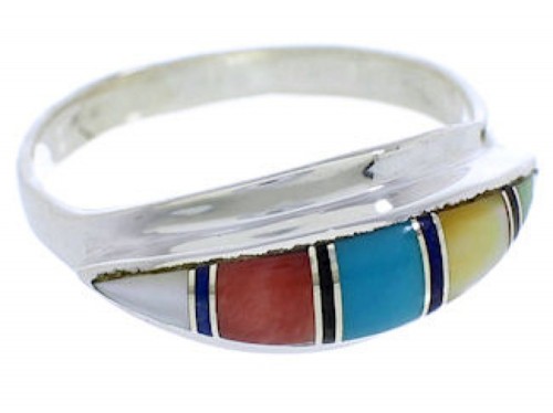 Genuine Sterling Silver Multicolor Southwest Ring Size 7-1/4 MX22460