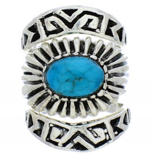 Southwest Turquoise And Silver Stackable Ring Set Size 4-3/4 UX33452