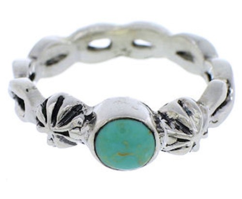 Southwest Sterling Silver And Turquoise Ring Size 7-1/2 UX33536