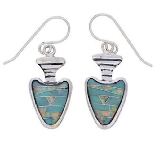 Southwest Turquoise And Opal Arrowhead Earrings EX32687