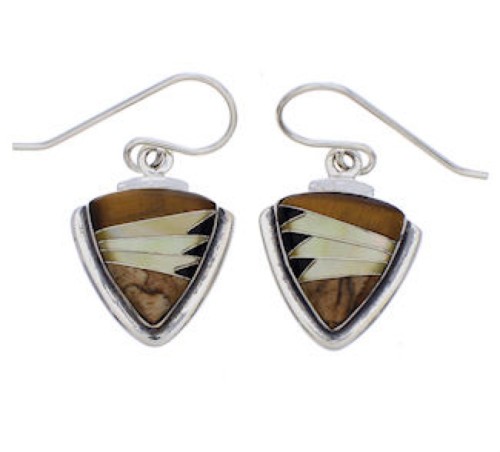 Tiger Eye And Multicolor Inlay Earrings EX32721