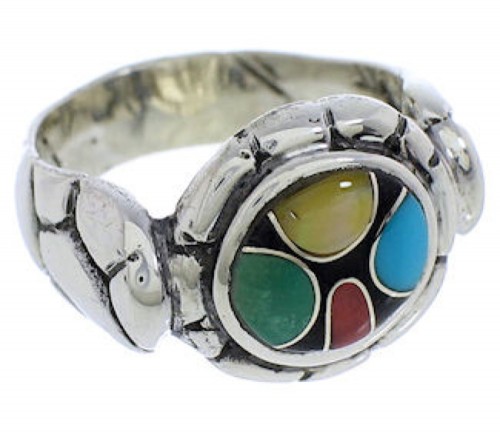 Authentic Sterling Silver Multicolor Inlay Ring Size 6-1/2 WX39542