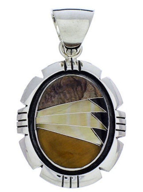 Silver Multicolor Inlay Southwestern Pendant PX30437