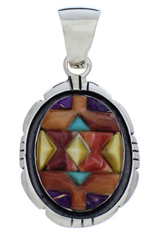 Southwest Jewelry Multicolor And Sterling Silver Pendant PX30458