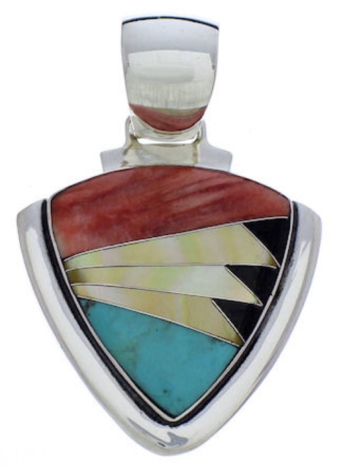 Multicolor Inlay Silver Southwest Pendant Jewelry PX30520