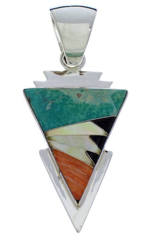 Silver Multicolor Inlay Southwest Pendant PX30539