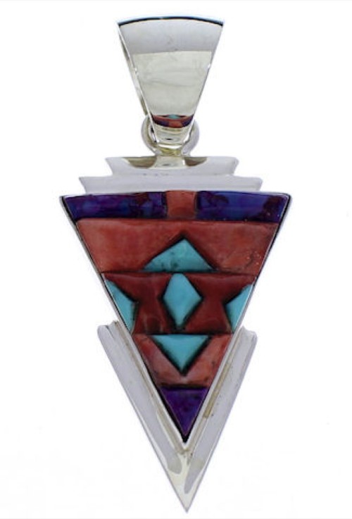 Multicolor Inlay Silver Jewelry Pendant PX30562