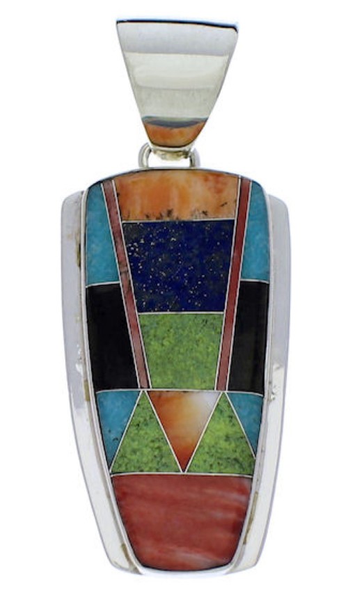 Silver And Multicolor Jewelry Southwest Pendant PX30572