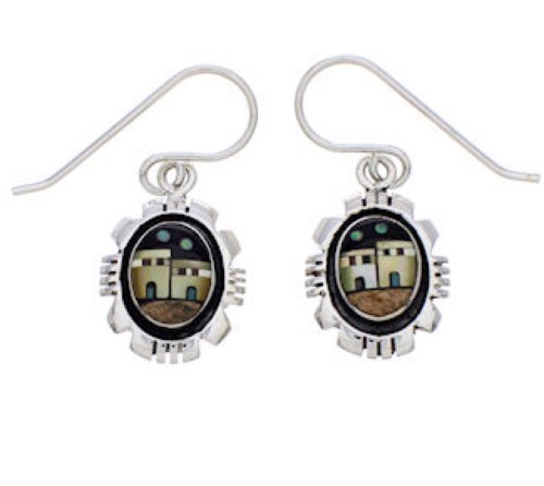 Native American Pueblo Design Multicolor Inlay Earrings EX32323