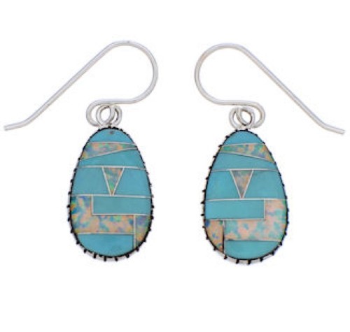 Southwest Turquoise And Opal Silver Earrings EX32333