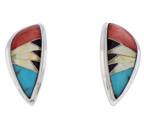 Southwestern Multicolor And Sterling Silver Earrings EX32427