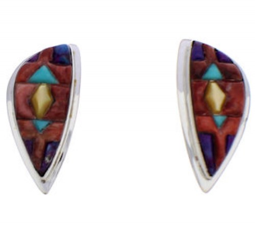 Silver Southwest Multicolor Inlay Earrings EX32437