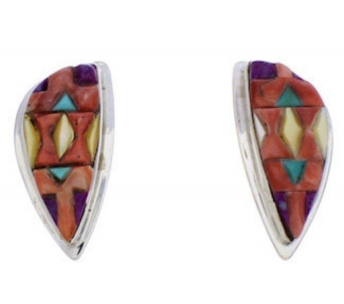 Southwest Jewelry Multicolor Inlay Earrings EX32440