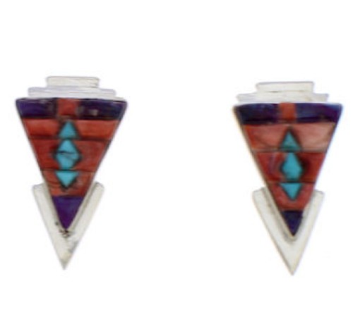 Genuine Sterling Silver And Multicolor Inlay Earrings EX32465