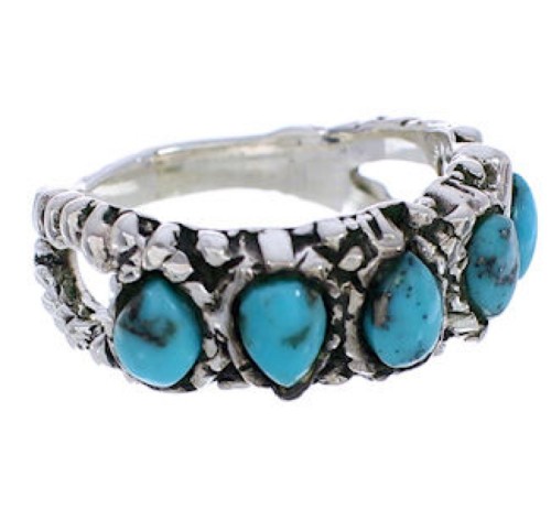 Silver Southwestern Turquoise Jewelry Ring Size 5-3/4 WX34720