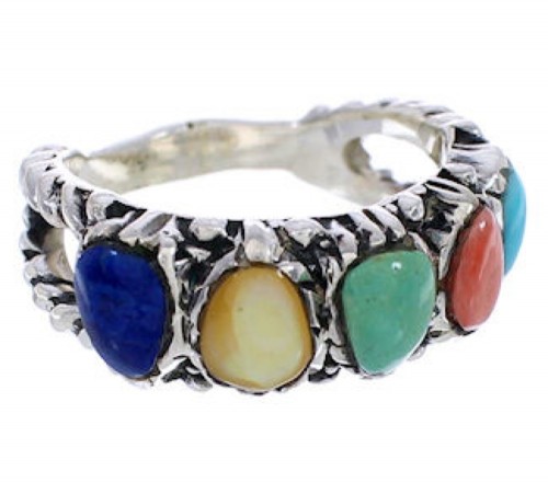 Multicolor Southwestern Silver Jewelry Ring Size 6-1/4 WX34849