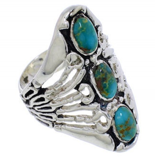 Sterling Silver Southwest Turquoise Ring Size 4-3/4 UX32709