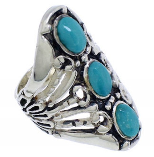 Genuine Sterling Silver And Turquoise Ring Size 4-3/4 UX32822