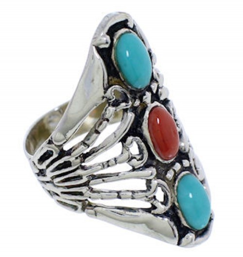 Turquoise Coral Southwest Ring Size 4-1/2 UX32981