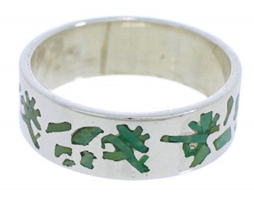 Turquoise Inlay Sterling Silver Kokopelli Ring Band Size 4-3/4 UX32604