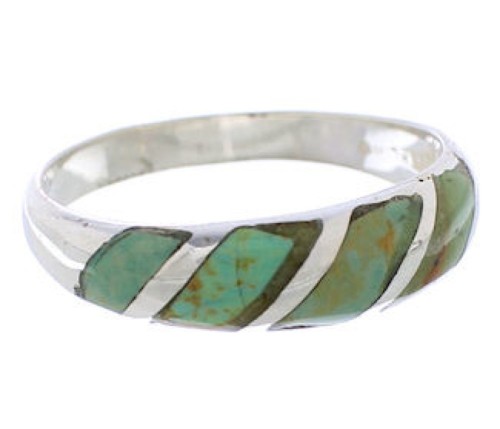 Sterling Silver And Turquoise Inlay Ring Size 7-1/4 UX35090