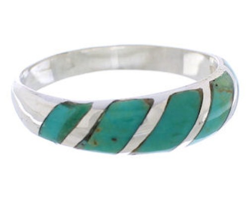 Southwest Sterling Silver Turquoise Inlay Ring Size 6-1/4 UX35106