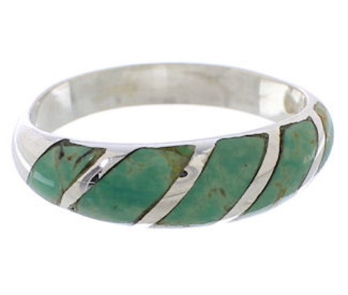 Southwest Sterling Silver Turquoise Inlay Ring Size 5-1/2 UX35136