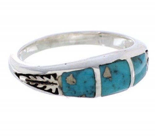 Authentic Sterling Silver Turquoise Inlay Ring Size 5-1/4 UX35158