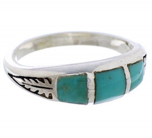 Silver And Turquoise Inlay Jewelry Ring Size 4-3/4 UX35163