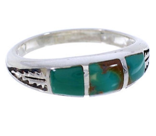 Silver And Turquoise Inlay Jewelry Ring Size 5-1/4 UX35182