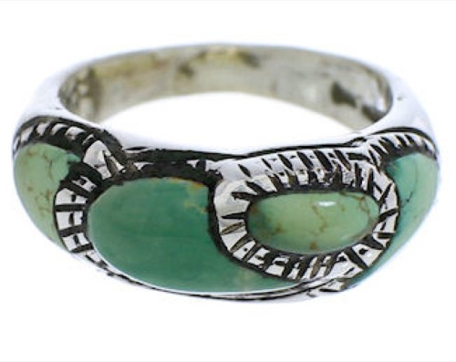 Southwest Sterling Silver Turquoise Inlay Ring Size 6-3/4 JX37225