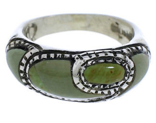 Southwest Sterling Silver Turquoise Inlay Ring Size 6-1/2 JX37279