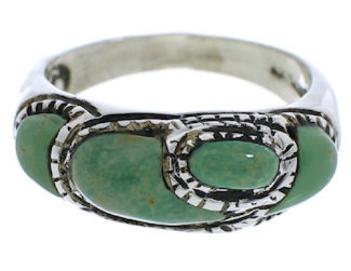 Silver Turquoise Inlay Ring Size 4-3/4 JX37405